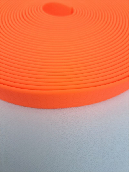 Biothane PVC-beschichtetes Gurtband HEXA 'Neon Orange' 20 mm Biothane PVC-beschichtetes Gurtband HEXA 'Neon Orange' 20 mm