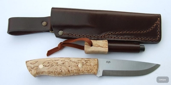 EnZo Trapper 95 O1 Knife / Maserbirke / Feuerstahl