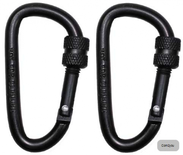 Aluminium Karabiner Schraubverschluss 2er Pack schwarz