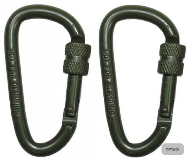 Aluminium Karabiner Schraubverschluss 2er Pack oliv