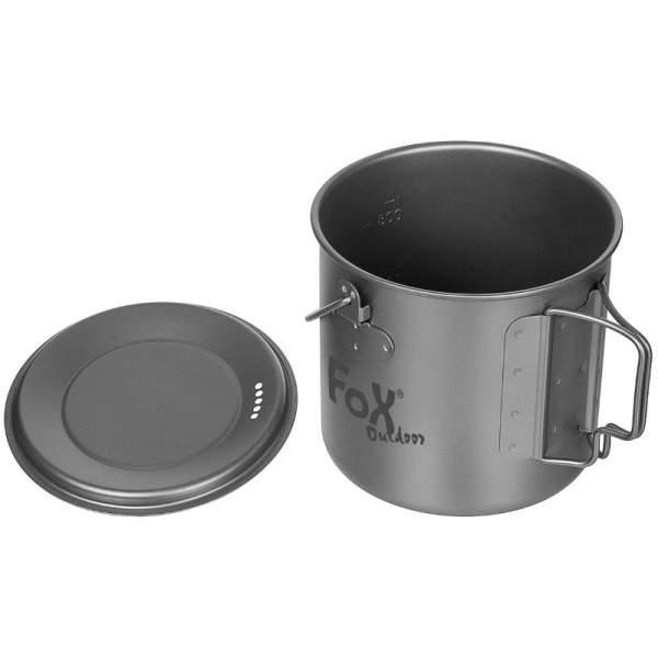 Fox Outdoor Titan Topf mit Deckel Klappgriffe ca. 1,1 L