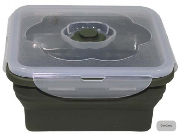 Lunchbox, faltbar, oliv, 1 l, mit Deckel, Silikon