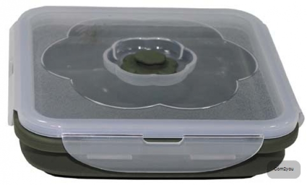 Lunchbox, faltbar, oliv, 1 l, mit Deckel, Silikon