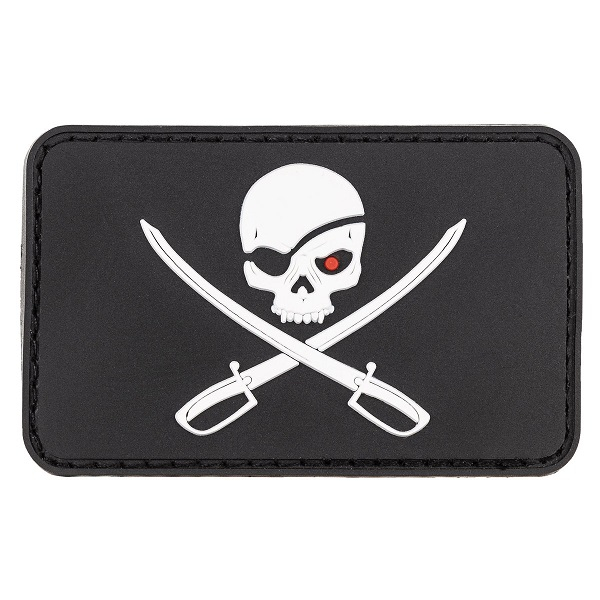Patch Klettabzeichen 3D Skull with Swords, Piraten schwarz