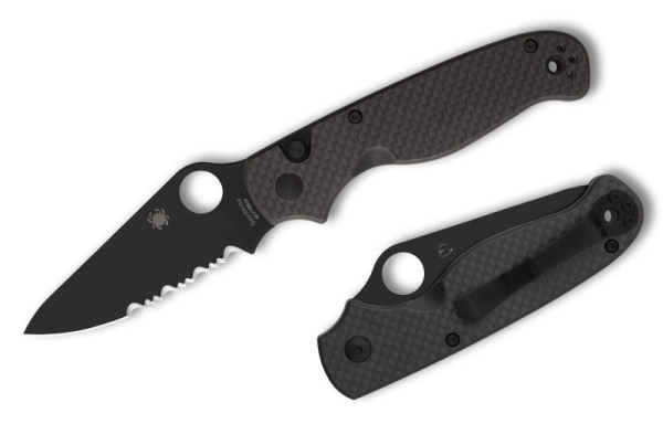 Spyderco C275CFPSBK ButtonUp Carbon Serrated Black