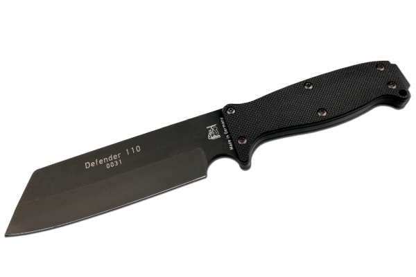 Eickhorn Defender 110 black, taktisches Messer schwarz, Kydex Messer Eickhorn, 1.4110 Stahl schwarz, Haumesser kompakt, Survival Messer, Com2you-biwak