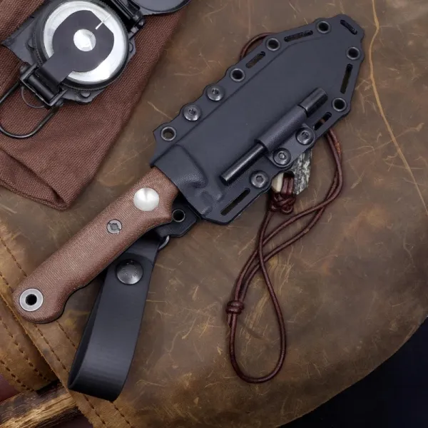 White River Firecraft 5, Firecraft FC5 Saddle Brown, CPM S35VN Black Cerakote, White River Knives Deutschland, Bushcraft Messer 5 Zoll, Com2you-biwak, Survival Messer Micarta, Outdoormesser Feuerstahl, Kydexscheide Feuerstarter