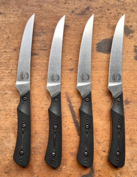 White River 4er Steak Knife Set Black G10 Magnacut