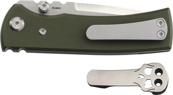 Chaves Knives Redencion Street, Elmax Stahl Messer, Chaves G10 grün, Redencion Street Satin, Ramon Chaves Deutschland, Linerlock Messer, High-End EDC, Skull Clip