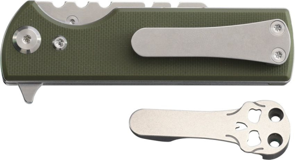 Chaves C.H.U.B. Flipper, Chaves Handy Utility Blade, Chaves Knives Deutschland, Cuttermesser Flipper, G10 Messer grün, Trapezklinge Klappmesser, EDC Tool, Skull Clip, Stonewashed Utility