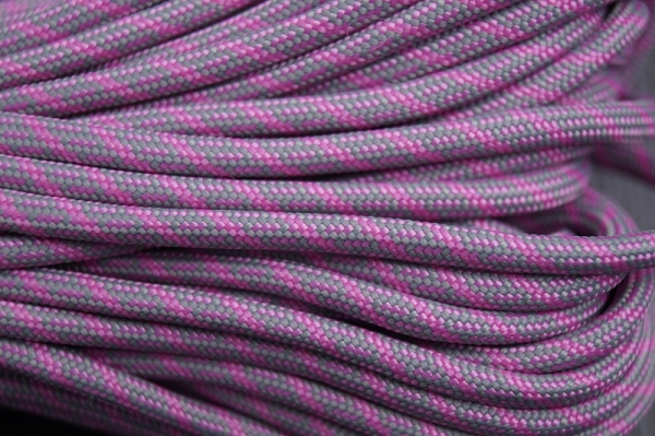 Paracord 550 Bubble Gum Pink & Smoke Grey - Helix DNA Paracord Type III