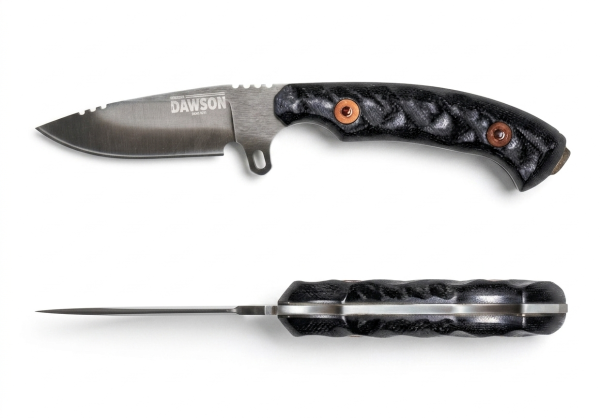 Dawson Knives, Companion, 80CrV2 Stahl, Hamon Messer, Carbonstahl, G10 Black, EDC Fixed Blade, Handgefertigt USA, Kleines Outdoormesser, Custom Messer.