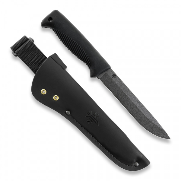 Peltonen Ranger Knife Black Black Teflon M95 Lederscheide Black Sissipuukko