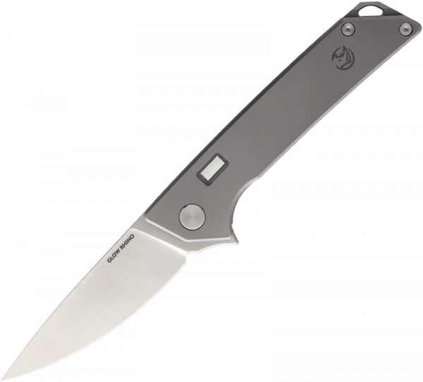Glow Rhino Reactor Framelock Titan pocketknife with tritium dot