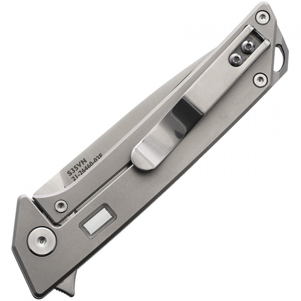 Glow Rhino Reactor Framelock Titan pocketknife with tritium dot