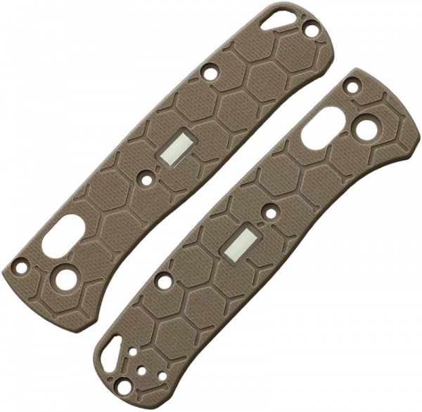 Glow Rhino Custom Benchmade Mini Bugout Hex Scales G10 TanTritium