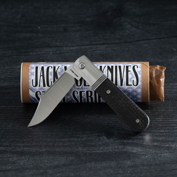 Jack Wolf Knives Big Bro Jack Black Burlap Micarta