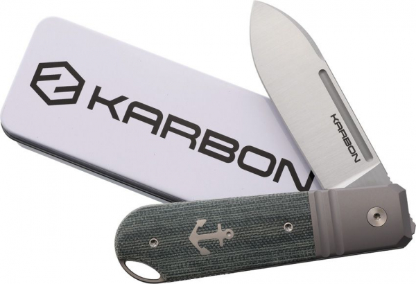 Karbon Knives Ahoy Framelock Denim Micarta Anker
