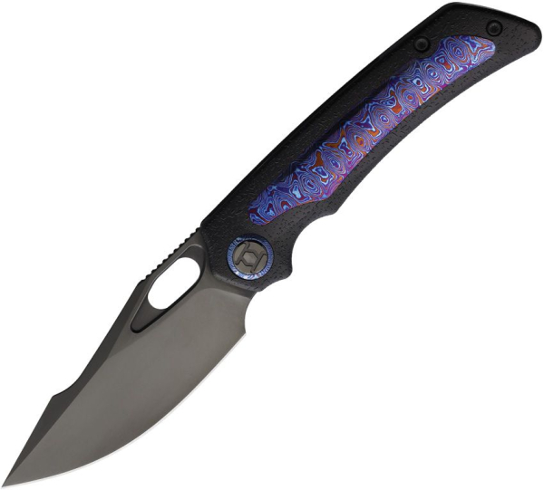 Kunwu Knives Jericho Framelock Timascus Black