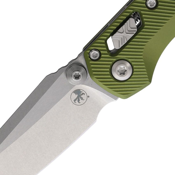 Microtech MSI Mini Aluminum, Microtech Ram-Lok OD Green, MSI Mini M390MK, Microtech Standard Issue Mini oliv, Fluted Aluminum Microtech, taktischer Premium Folder, Daumenpin Taschenmesser