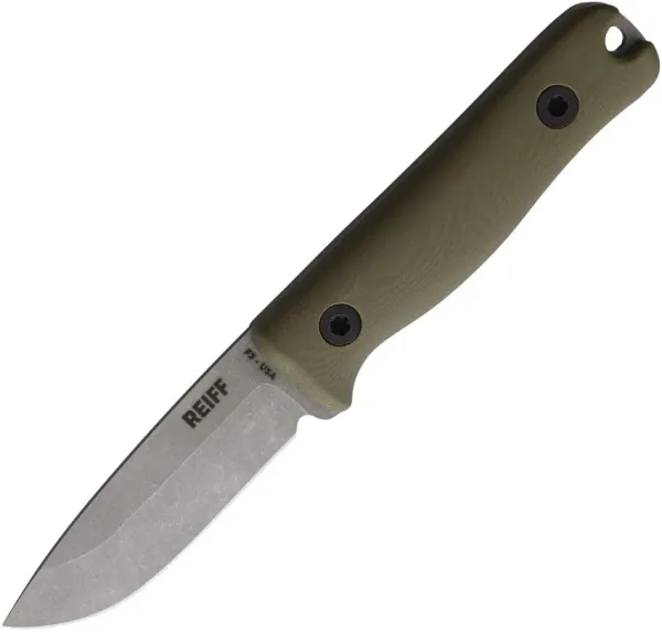 Reiff Knives F3 EDC, Reiff F3 SW, G10 Green, CPM MagnaCut Stonewash, Kydex Scheide, feststehendes Outdoor Messer grün, Bushcraft EDC, Tactical Fixed