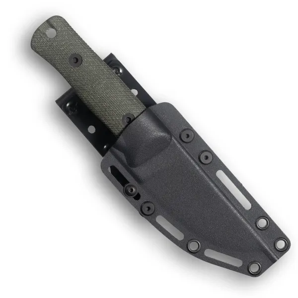 Reiff Knives RUT MagnaCut Stonewash Canvas-Micarta Grün – in Kydexscheide, Vorderseite