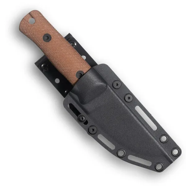 Reiff Knives RUT MagnaCut Stonewash Canvas-Micarta Natur – in Kydexscheide, Vorderseite