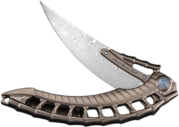 Rike Knife Alien 4, Damast Taschenmesser, Titan Framelock, High-End Messer, Rike Knife kaufen, Com2you-biwak