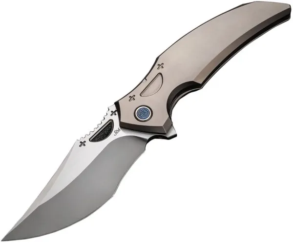 Rike Knife S05, Rike S05 Silver Gray, Rike Knives S05 Titan, Titan Framelock Messer, M390 Taschenmesser, silbernes EDC Messer, Premium Klappmesser