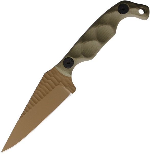 Stroup Knives Mini Fixed, Stroup Mini OD FDE, Kompaktes Tactical Messer, 1095HC EDC Fixed, Flat Dark Earth Cerakote, OD Green G10 Griff, Com2you-biwak, Kleines Bushcraftmesser, Handgefertigte Messer USA, Veteran Owned Knives