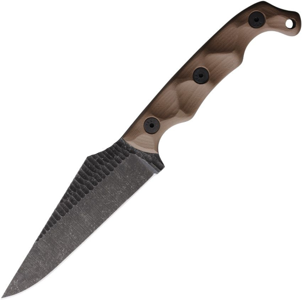 Stroup Knives TU2, Stroup TU2 FDE, 1095HC Tactical Fixed Blade, Veteran Owned Knife, Rock Tumbled Acid Etched, Kydex Gürtelscheide, Com2you-biwak, Geschmiedete Messer USA, Bushcraft Messer Carbonstahl, Stroup Knives Deutschland