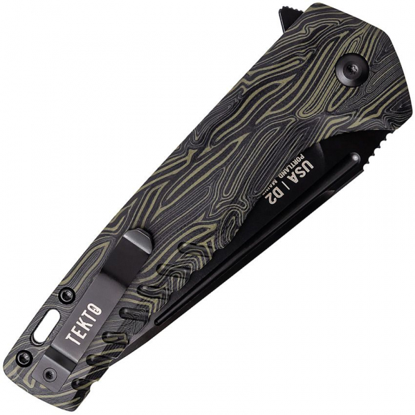 Tekto Knives F3 Charlie Button Lock G10-Damast Black Oliv