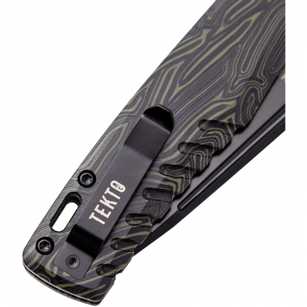 Tekto Knives F3 Charlie Button Lock G10-Damast Black Oliv