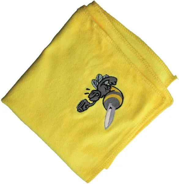 Wicked Wipes, Wicked Industries Tuch, Mikrofasertuch Messerpflege, Messerreinigungstuch, Poliertuch Messer, Wicked Wax Zubehör, Com2you-biwak, Gelbes Mikrofasertuch, EDC Pflegetuch, Messerwerkstatt Zubehör