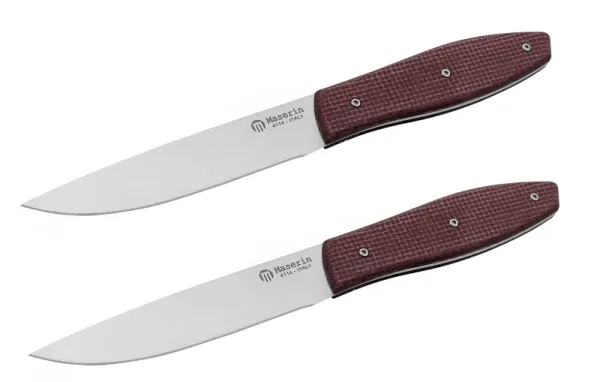 Maserin 2134/SET2-R, Maserin Steakmesser Set, Edle Steakmesser Micarta, Maserin Messer rot, Fleischmesser Set Gastronomie, Maniago Steakmesser, Com2you-biwak, Premium Grillmesser Set, Design Steakmesser Maserin