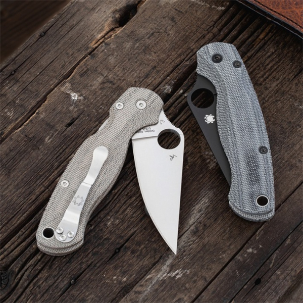 Flytanium Spyderco Paramilitary 2 Lotus Canvas Micarta Green