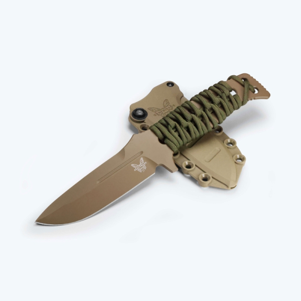 Benchmade 375FE-02, Fixed Adamas MagnaCut, Benchmade Feststehend, Tactical Fixed Blade, Skelettiertes Messer, Paracord Messer, Benchmade OD Green, Flat Dark Earth