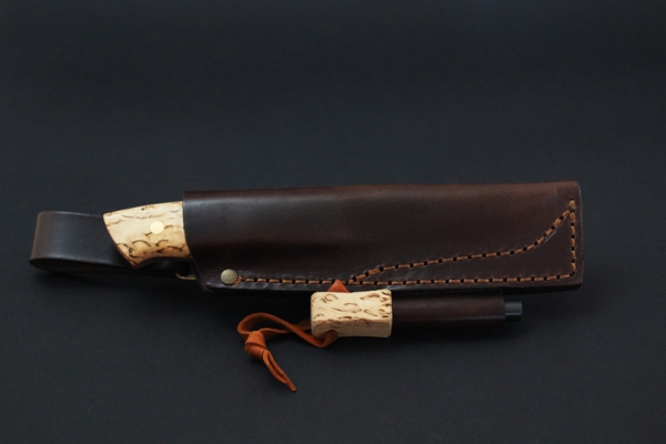 EnZo Trapper 95 O1 Knife / Maserbirke / Feuerstahl
