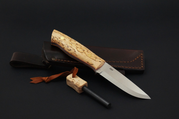 Brisa EnZo Trapper 95 O1 Knife / Maserbirke / Feuerstahl