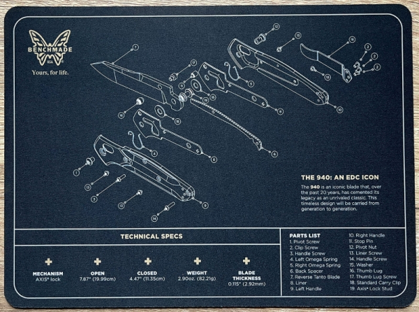 Benchmade 50084 - 940 Präsentationsmatte unterlage für messer und gear