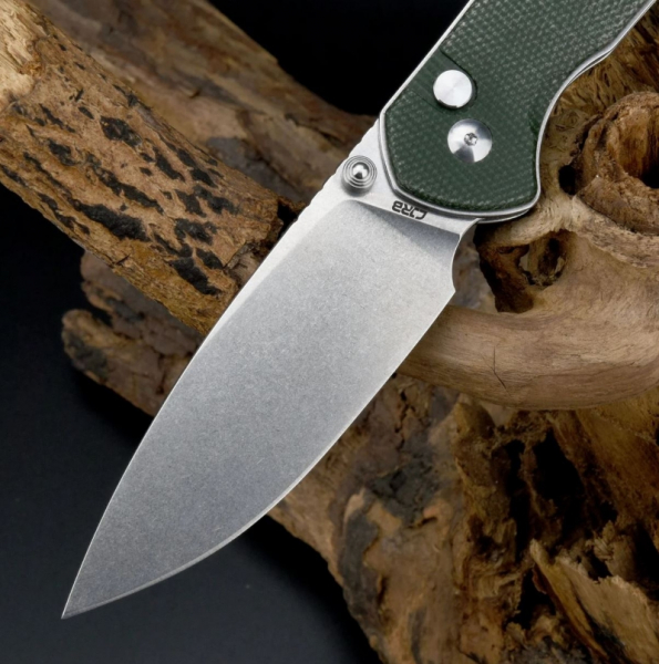 CJRB Knives Large Pyrite AR-RPM9 Green Micarta