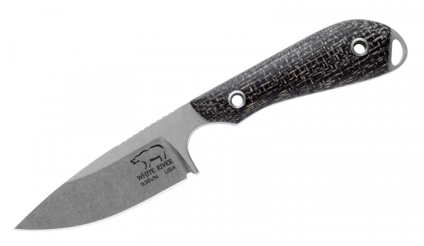 White River Knives M1 Caper Black Burlap Micarta