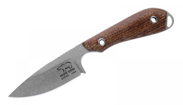 White River Knives M1 Caper Natural Burlap Micarta