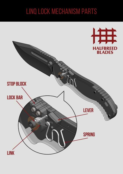 Halfbreed Blades LBF-01 Large Bush LINQ Lock Black Gen 2 