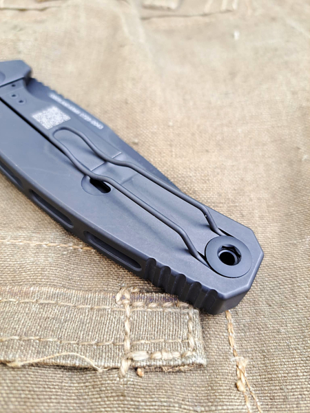 Titan SEPP Integral TiBlack, Klappmesser, 95mm black stonewashed Klinge, Griffschalen Titan/PVD