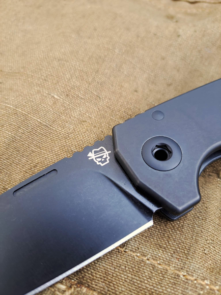 Titan SEPP Integral TiBlack, Klappmesser, 95mm black stonewashed Klinge, Griffschalen Titan/PVD