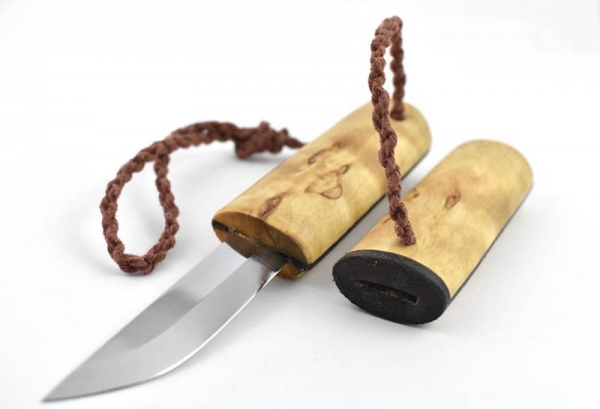 Eräpuu Curly Birch Pocket Knife nordisches Cordknife puukko