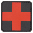 Patch Klettabzeichen erste Hilfe schwarz/rot 3D ca. 5 x 5 cm groß
