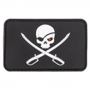 Patch Klettabzeichen 3D Skull with Swords, Piraten schwarz