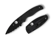 Spyderco Shaman Lightweight, C229SBBK, Shaman FRN schwarz, Shaman All Black, CTS BD1N schwarz, Compression Lock, Leichtes Taktisches Messer, Com2you-biwak